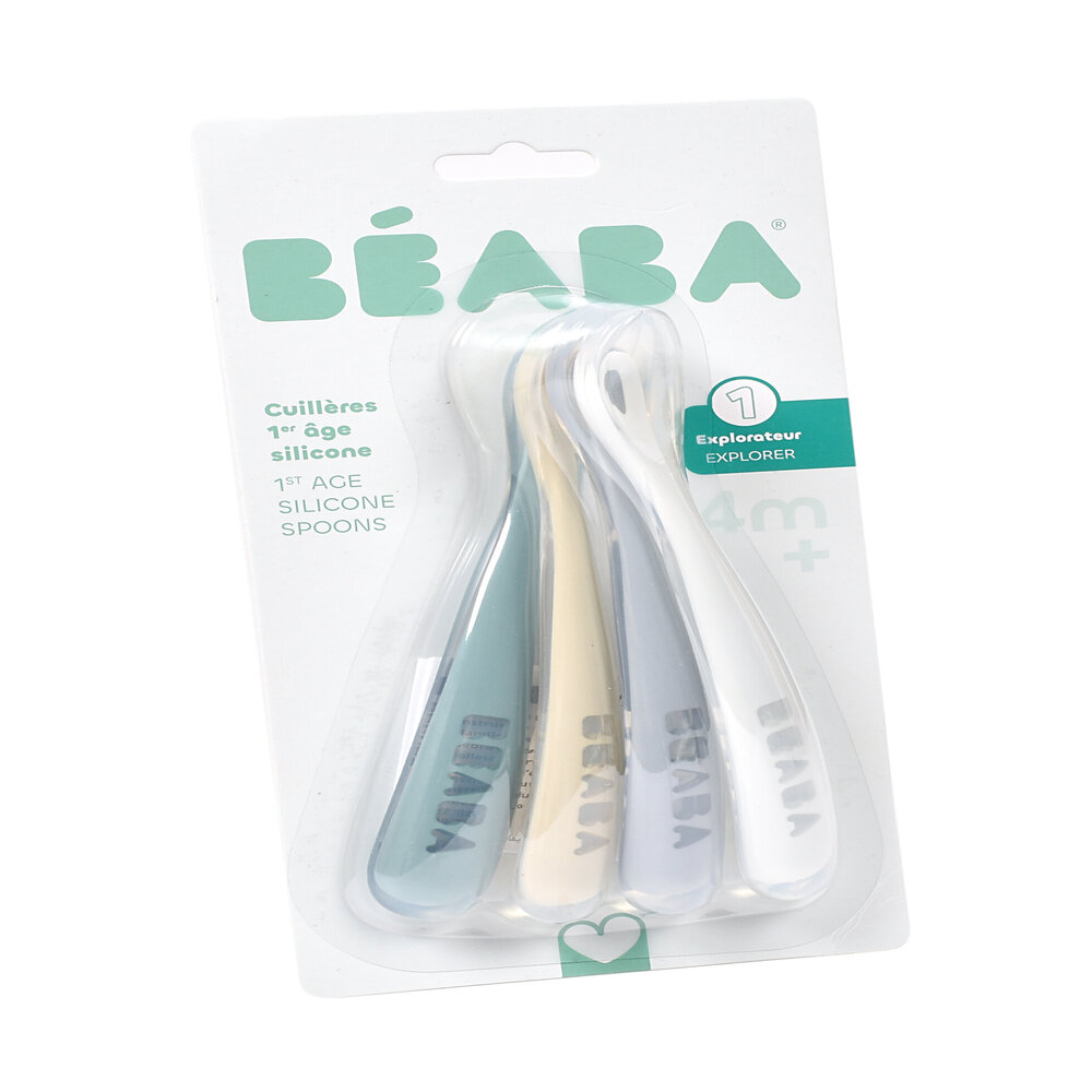 Set 4 lingurite silicon +4 luni Beaba Pebble [2]