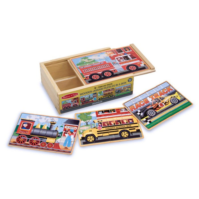 Set 4 puzzle lemn in cutie Vehicule Melissa and Doug [2]