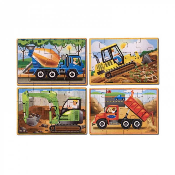 Set 4 puzzle lemn in cutie Vehicule pentru constructii Melissa and Doug [2]