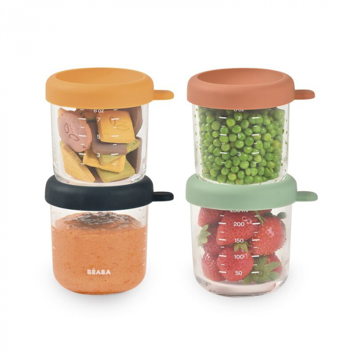 Set 4 recipiente sticla Beaba 250 ml Sunrise Colormix [2]