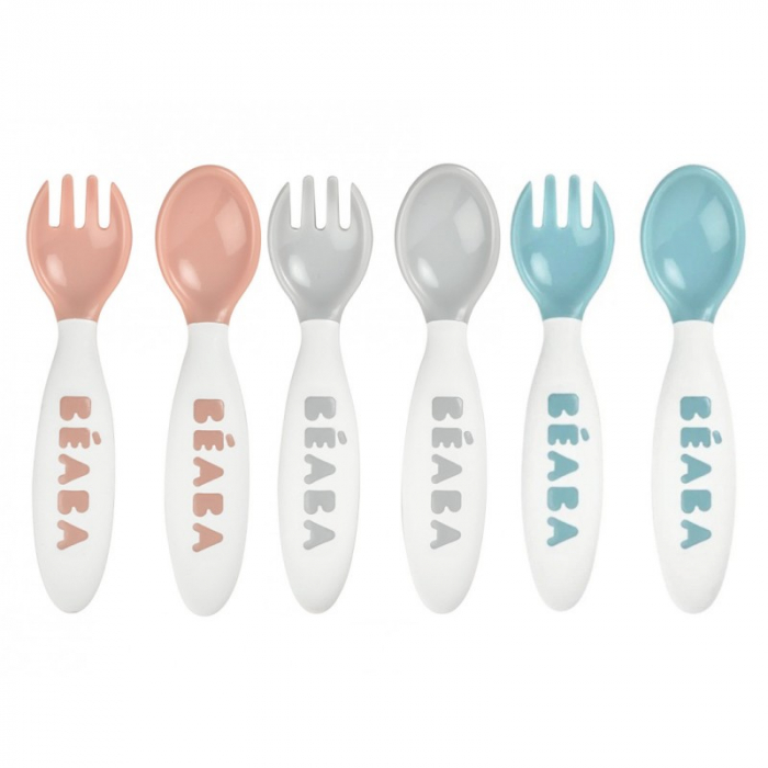 Set 6 lingurite si 4 furculite Beaba Blue/Pink - Resigilat [2]