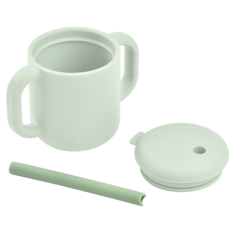 Set accesorii pentru cana de antrenament cu pai din silicon Beaba Sage Green [2]