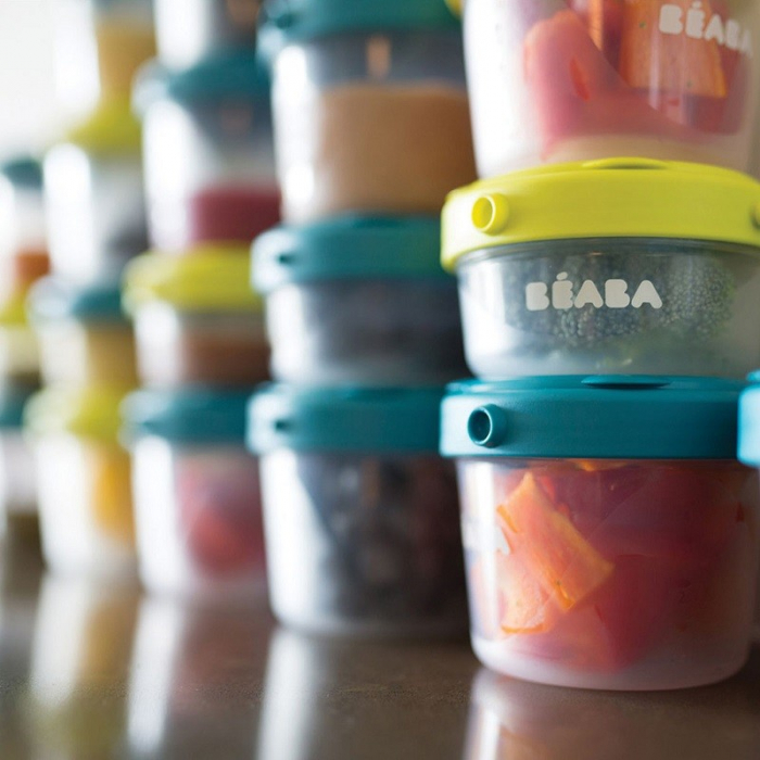 Set 12 recipiente ermetice si 2 lingurite silicon Beaba Blue [4]