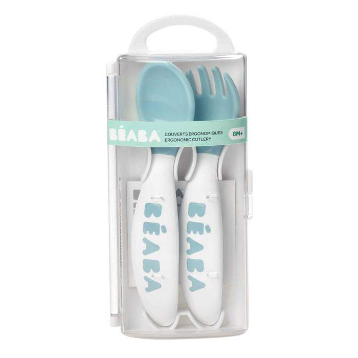 Set lingurita si furculita ergonomica Beaba Blue [3]