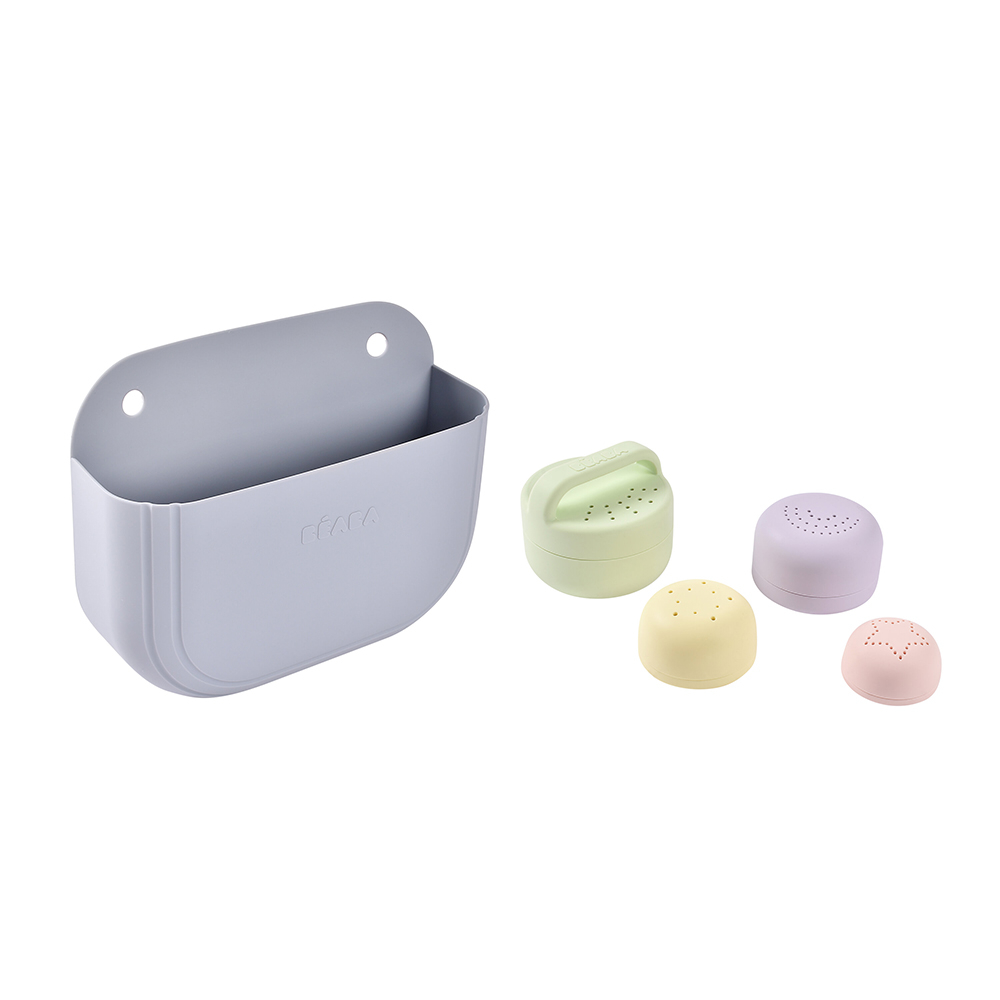 Cos silicon Beaba cu jucarii de baie Pebble