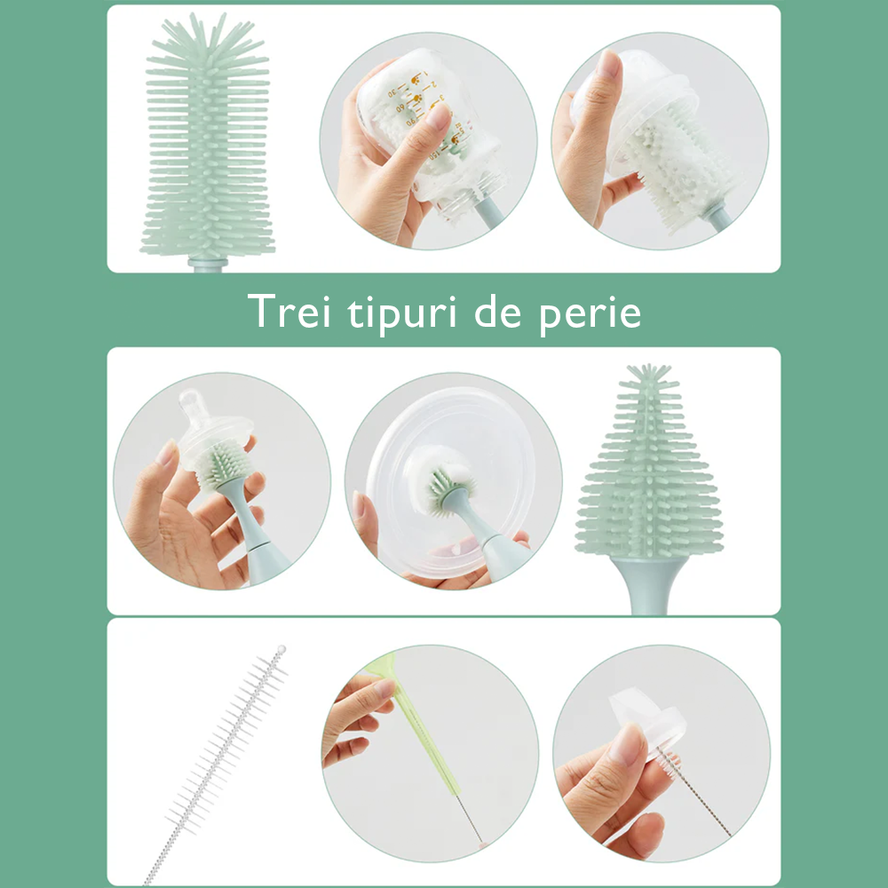 Set curatare biberoane Momcozy cu spuma 360 Push-Press Green [6]