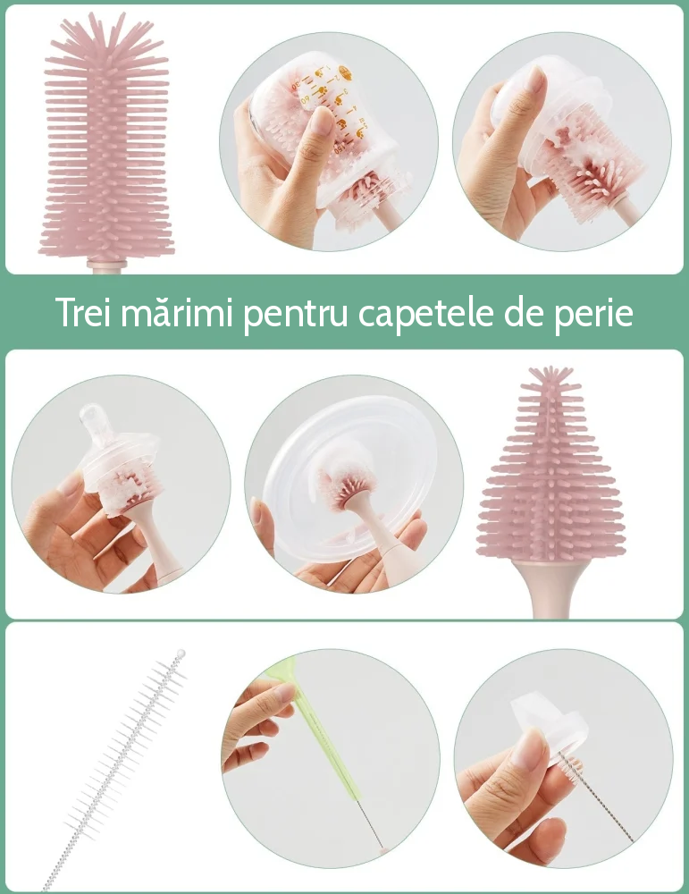 Set curatare biberoane Momcozy cu spuma 360 Push-Press Pink [2]