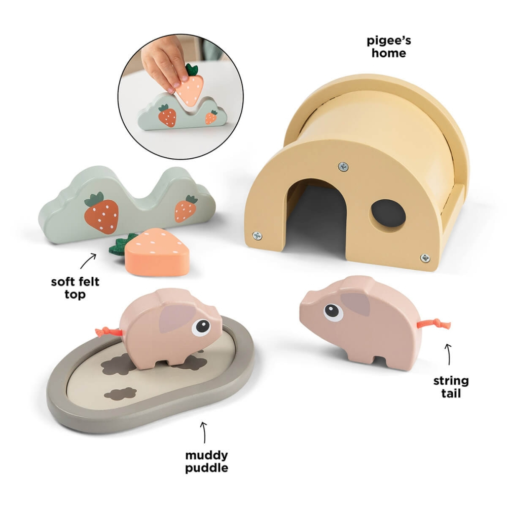 Set de joaca din lemn Tiny Farm Done by Deer Pigee Multicolor [2]
