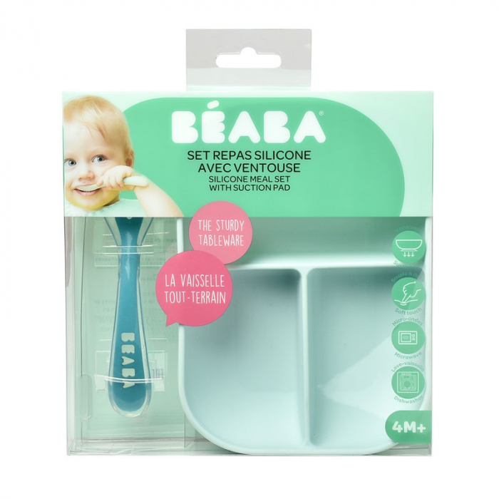 Set de masa silicon Beaba 2 piese Blue [6]