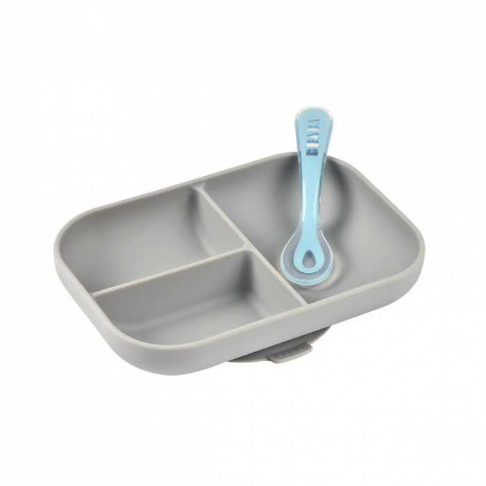 Set de masa silicon Beaba 2 piese Grey [3]