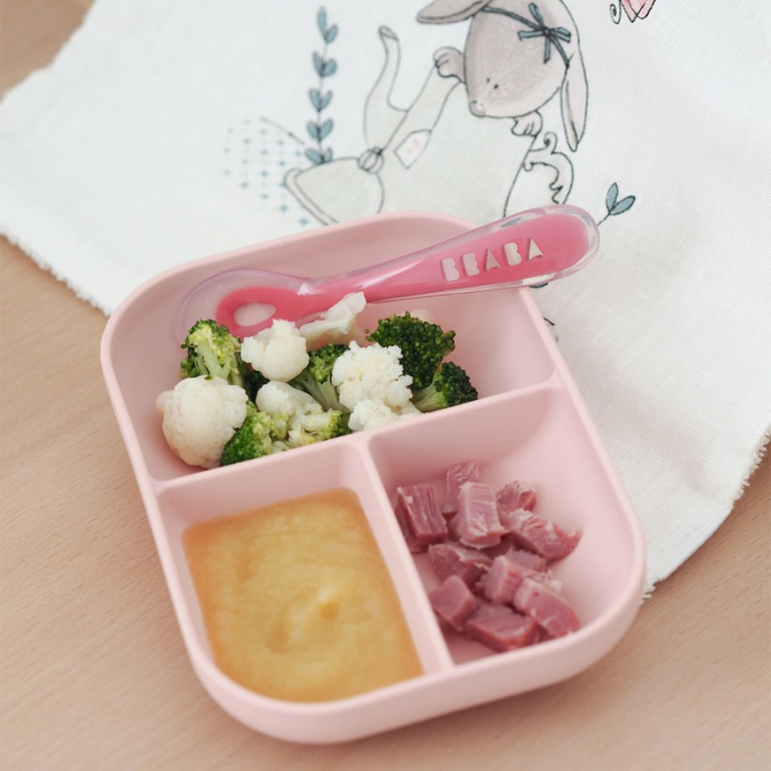 Set de masa silicon Beaba 2 piese Pink [3]