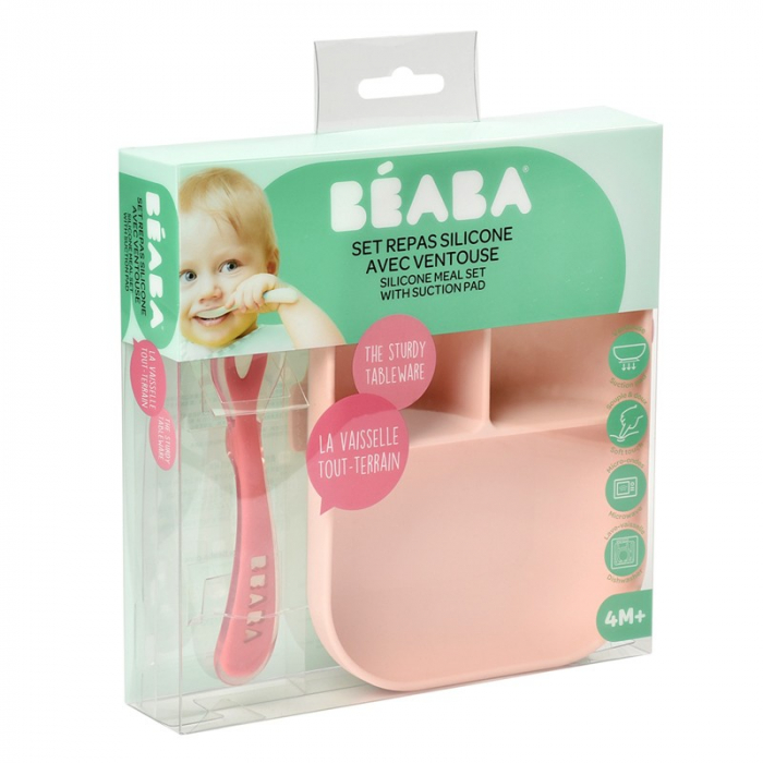 Set de masa silicon Beaba 2 piese Pink [4]