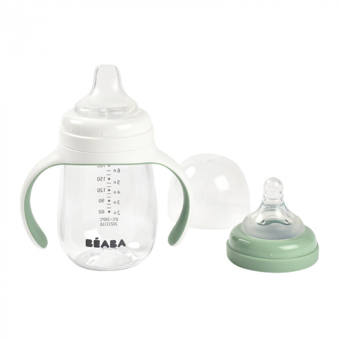 Biberon de invatare 2 in 1 din Tritan Beaba 210 ml Sage Green [2]