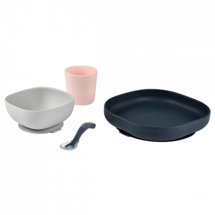 Set de masa silicon Beaba 4 piese Night Blue [5]