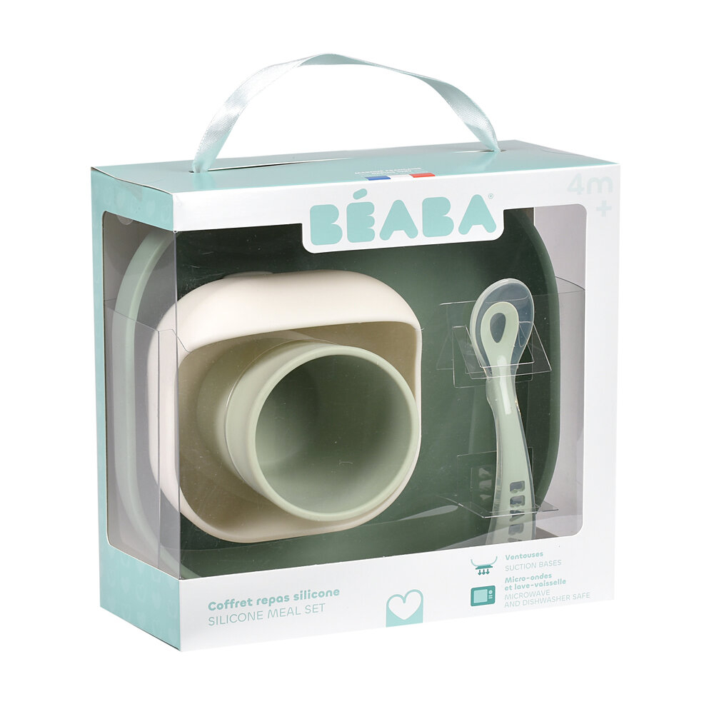 Set de masa silicon Beaba 4 piese Sage Green/Misty Green [3]