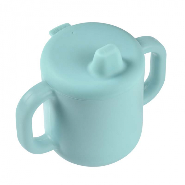 Set de masa silicon cu cana Beaba Blue [3]