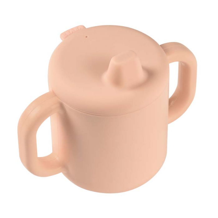 Set de masa silicon cu cana Beaba Old Pink [2]