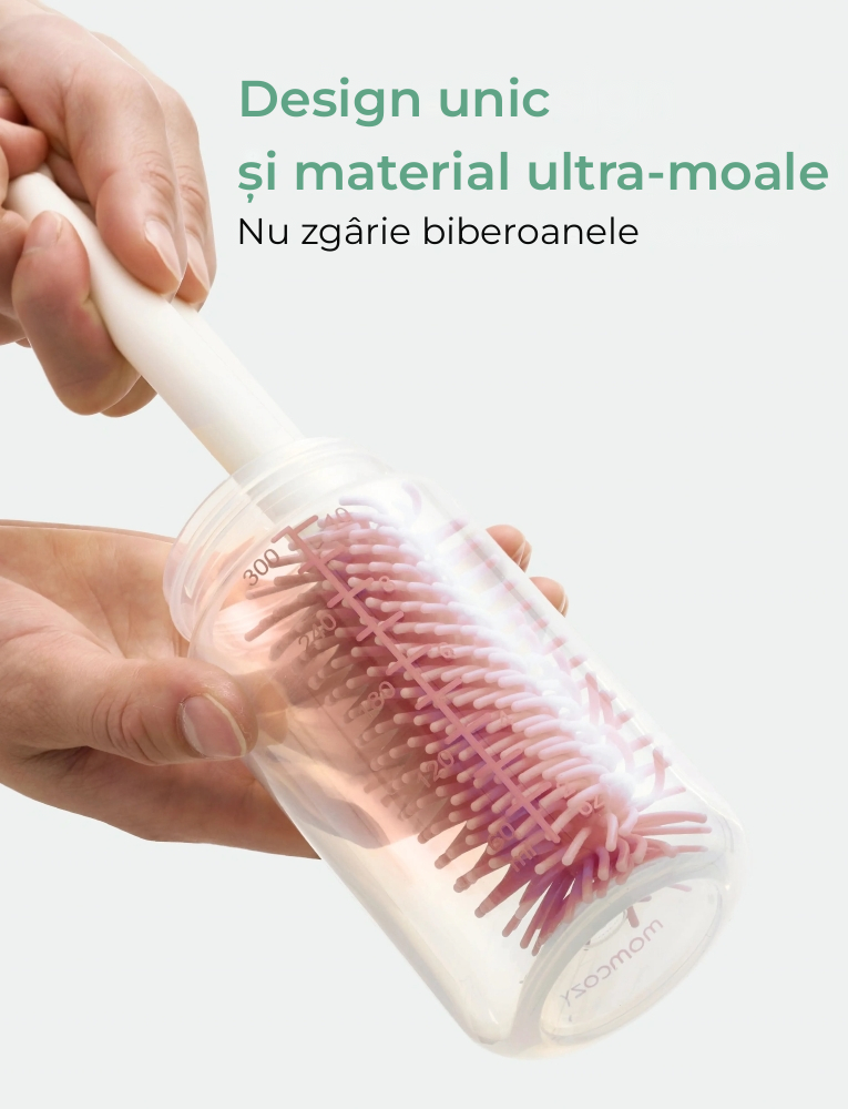 Set de perii pentru biberoane Momcozy 7 in 1 din silicon Pink [4]