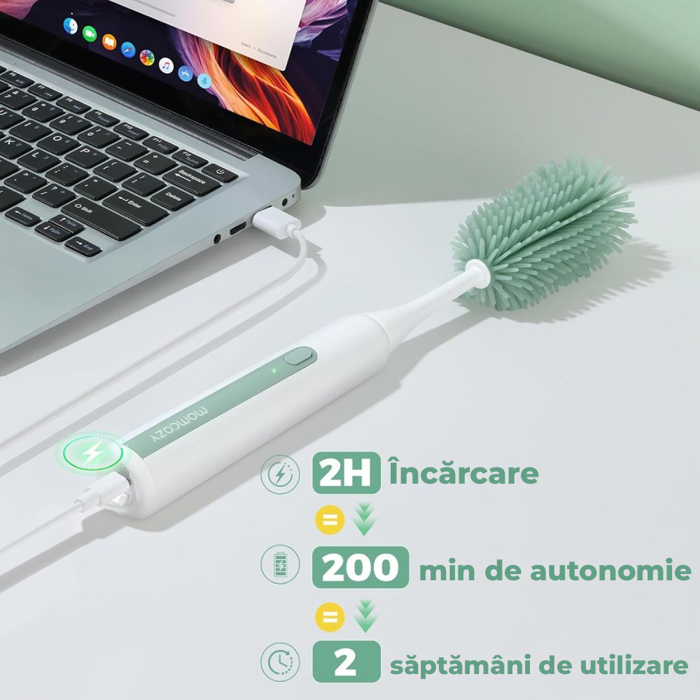 Set electric cu perie pentru biberoane Momcozy 7 in 1 Green [5]