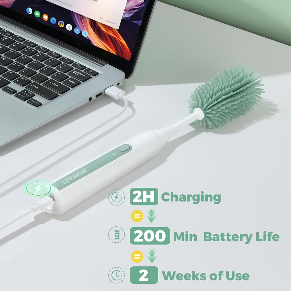 Set electric cu perie pentru biberoane Momcozy 7 in 1 Green [5]