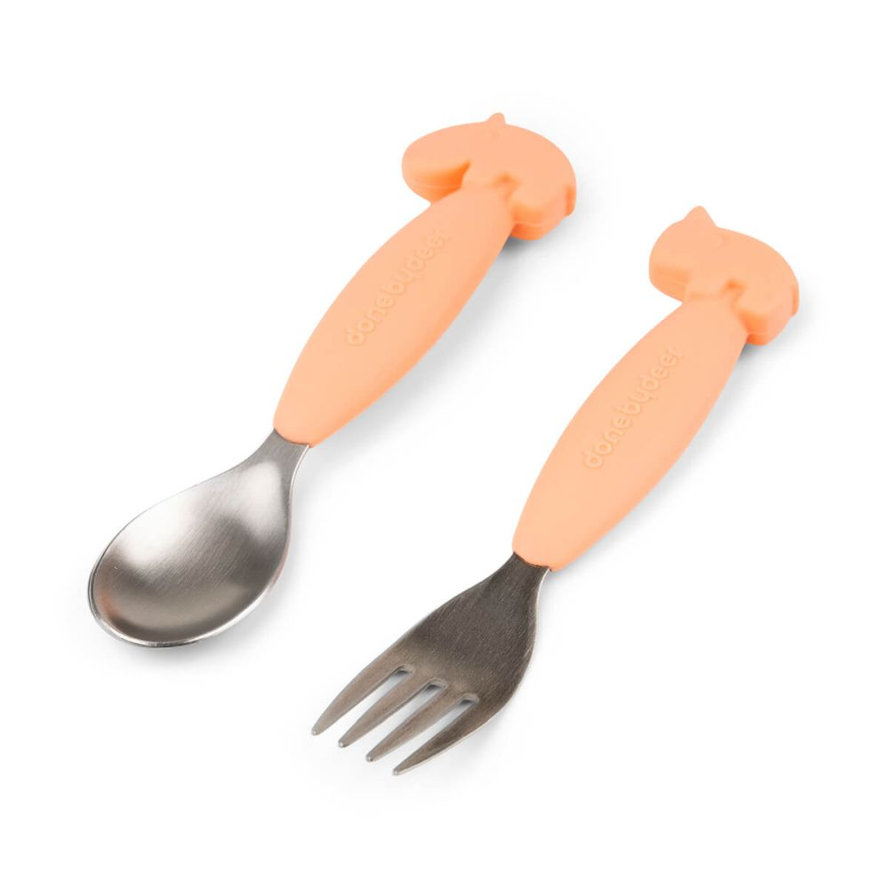 Set furculita si lingura Done by Deer Easy-grip Deer Friends Coral [2]
