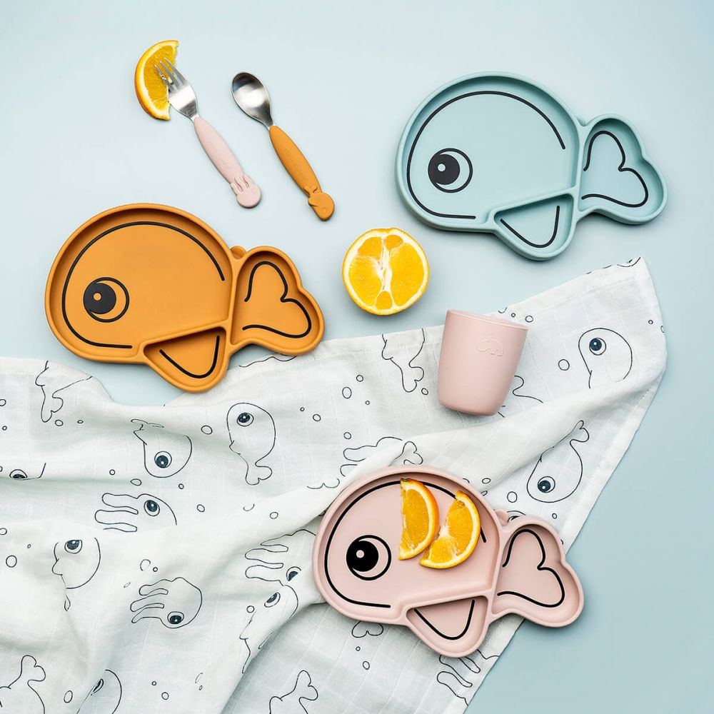 Set furculita si lingura Done by Deer Easy-grip Sea Friends Mustard [2]