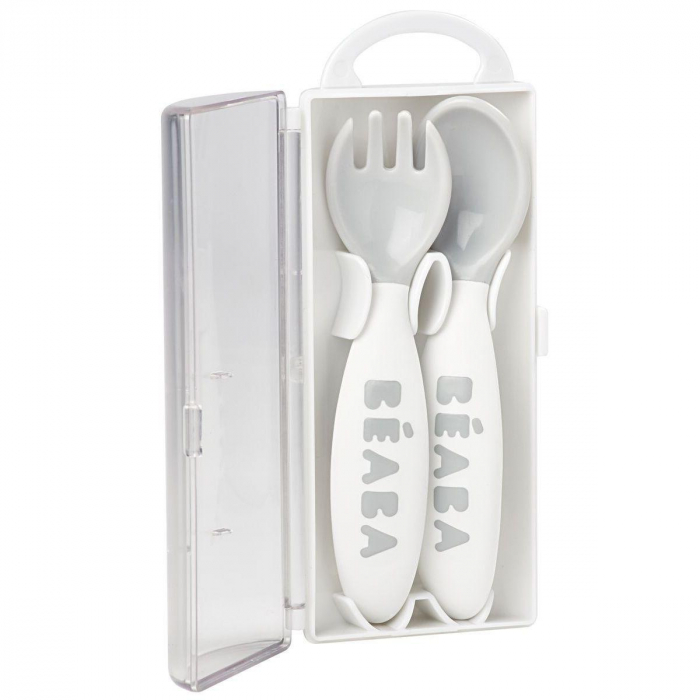 Set lingurita si furculita ergonomica Beaba Grey [2]