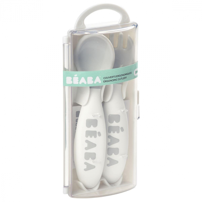 Set lingurita si furculita ergonomica Beaba Grey [3]