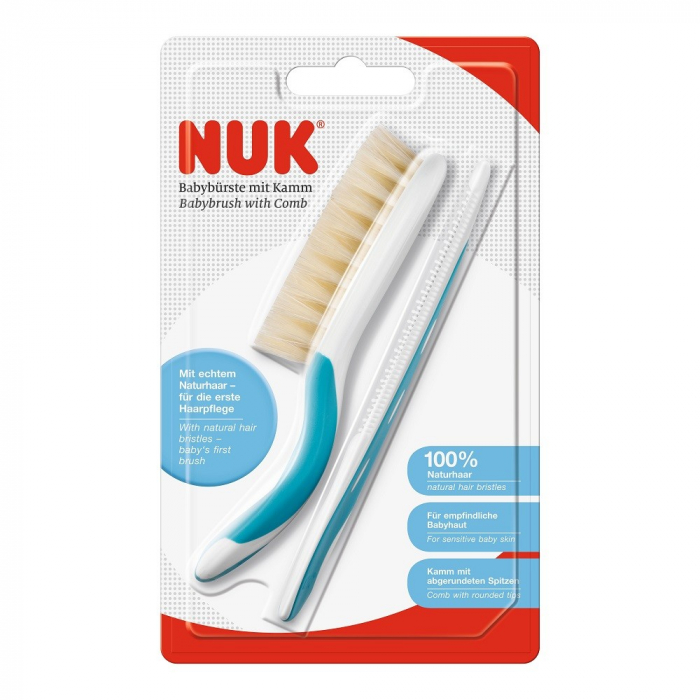 Set Nuk perie par natural si piepten Bleu [2]