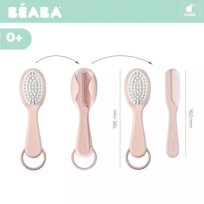 Set perie si pieptene Beaba Old Pink [4]