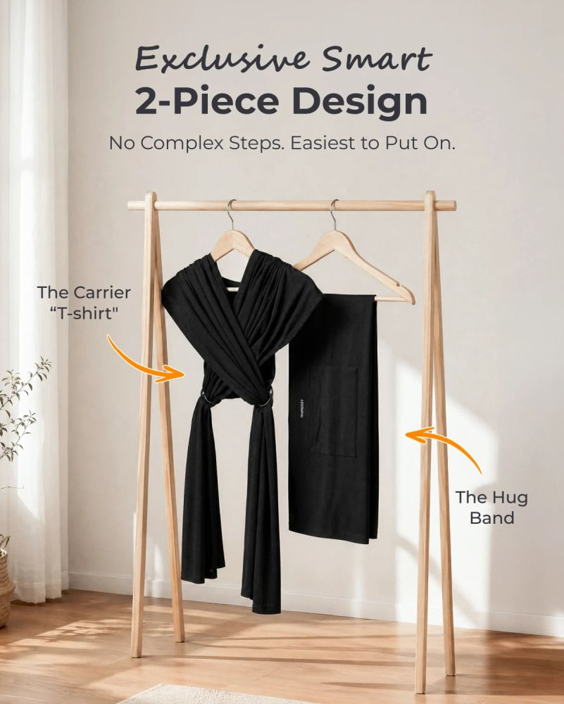 Sistem de purtare Momcozy tip wrap Black [2]