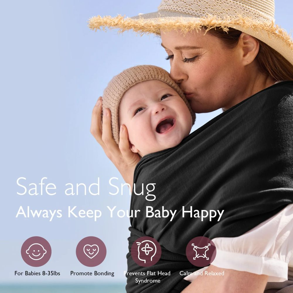 Sistem de purtare Momcozy tip wrap Black [4]