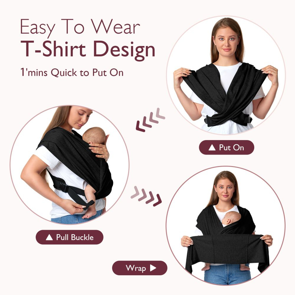 Sistem de purtare Momcozy tip wrap Black [5]