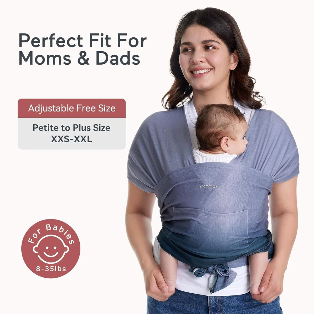 Sistem de purtare Momcozy tip wrap Blue [4]