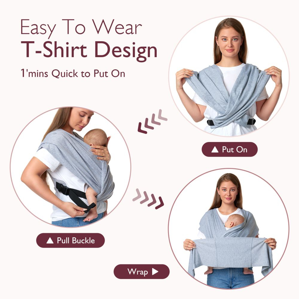 Sistem de purtare Momcozy tip wrap Grey [4]