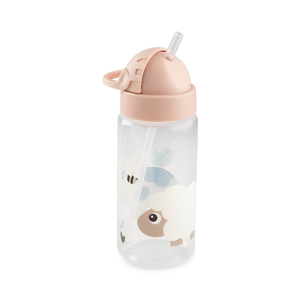 Sticla cu pai pentru copii Done by Deer Tiny Farm Roz Pudra 350 ml [2]