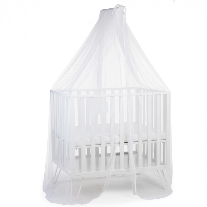 Suport baldachin Childhome cu plasa de tantari, Fag Alb [3]