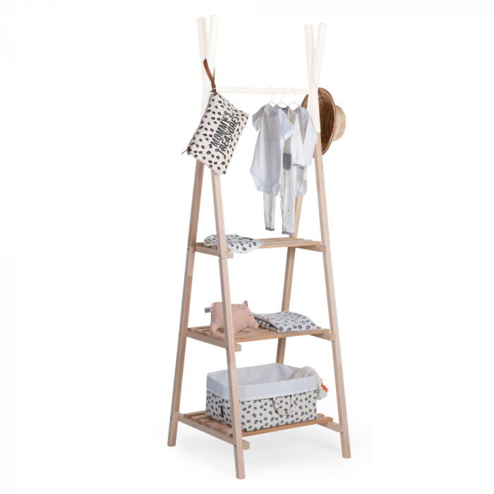 Suport haine Tipi Childhome 60x60x197.3 cm, Lemn Natural/Alb [4]