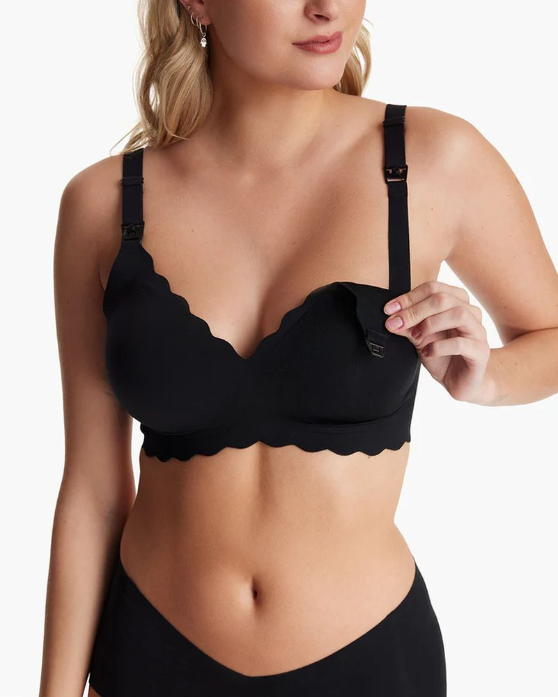 Sutien alaptare floral fara cusaturi cu sustinere Momcozy YN46 Black S [5]