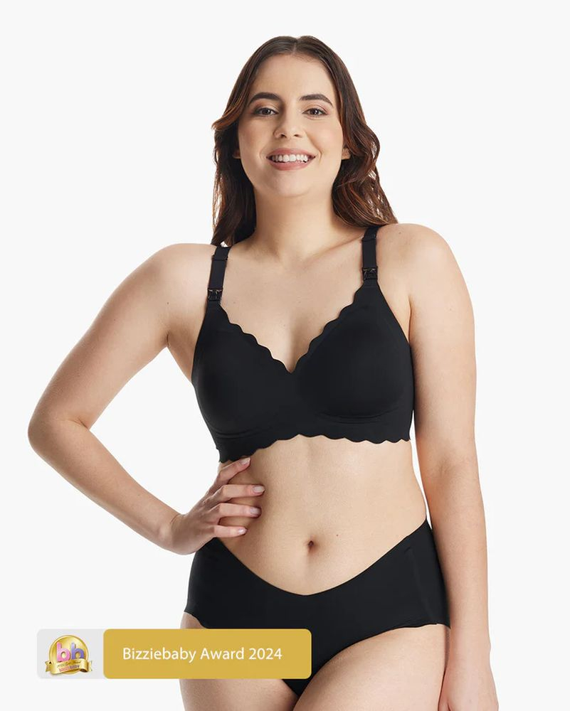 Sutien alaptare floral fara cusaturi cu sustinere Momcozy YN46 Black S [2]