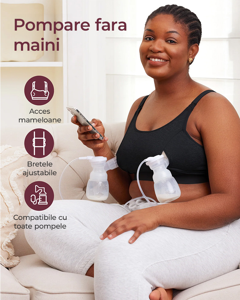 Sutien alaptare Momcozy pentru pompa de san Hands-free YN08 Black XL [6]