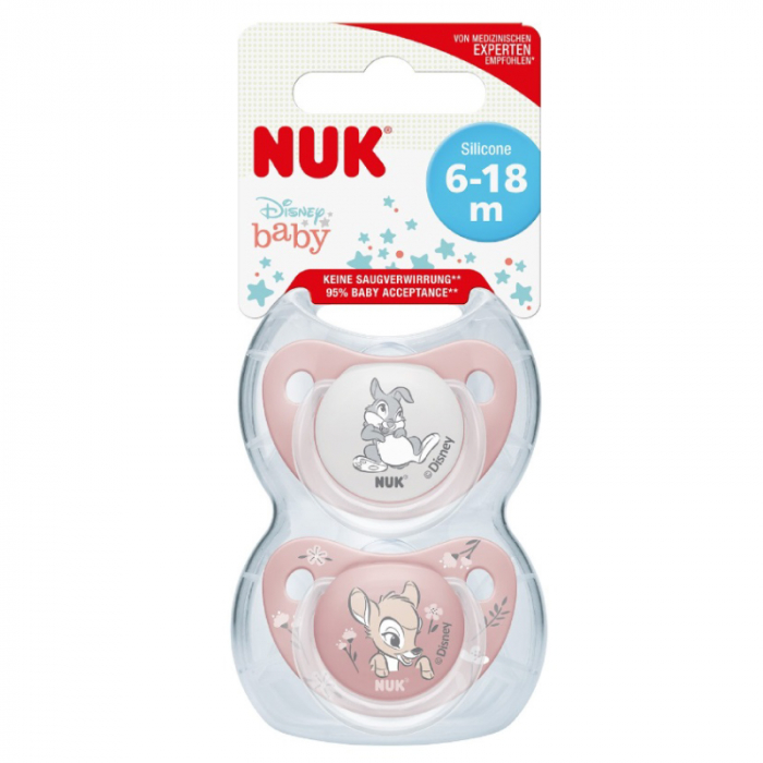 Suzeta Nuk Disney Bambi Silicon M, 6-18 luni, Set 2 Bucati [2]