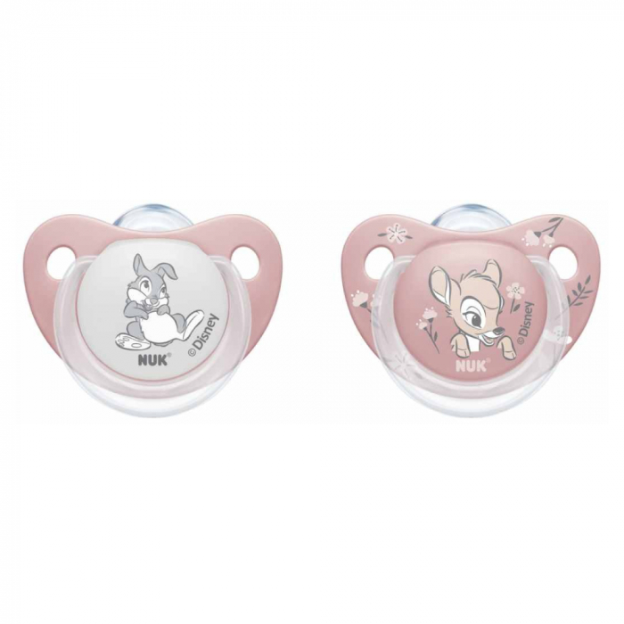 Suzeta Nuk Disney Bambi Silicon M, 0-6 luni, Set 2 Bucati