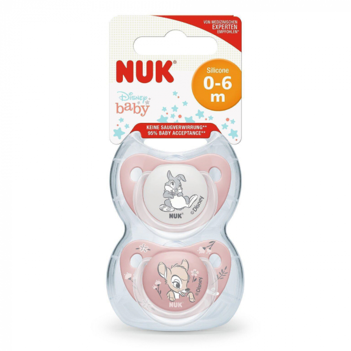 Suzeta Nuk Disney Bambi Silicon M, 0-6 luni, Set 2 Bucati [2]