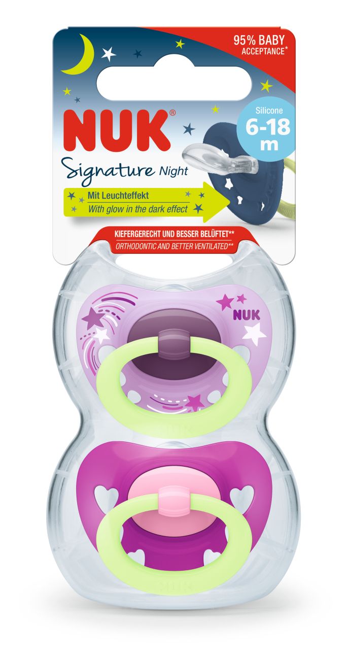 Suzeta Nuk Signature Night Silicon 6-18 Luni M2 Set 2 Bucati - Nuk