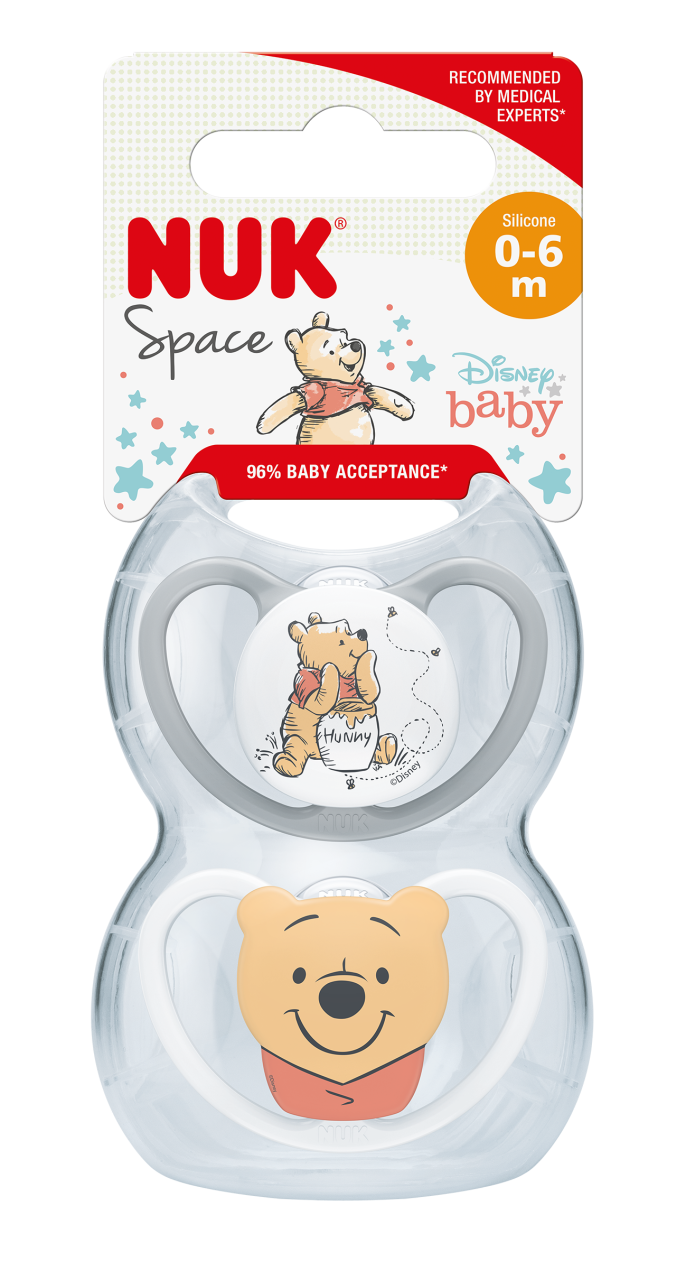 Suzeta Nuk Space Disney Winnie the Pooh Silicon 0-6 luni M1, Set 2 Bucati
