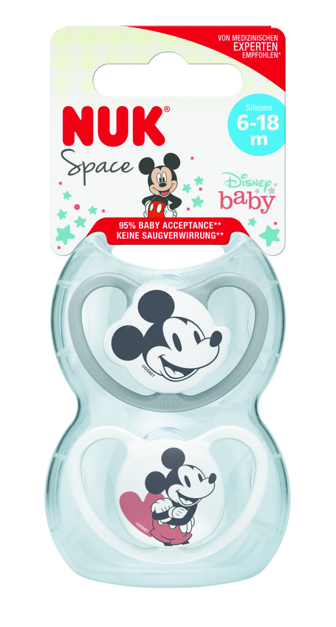 Suzeta Nuk Space Disney Mickey Silicon 6-18 luni M2, Set 2 Bucati