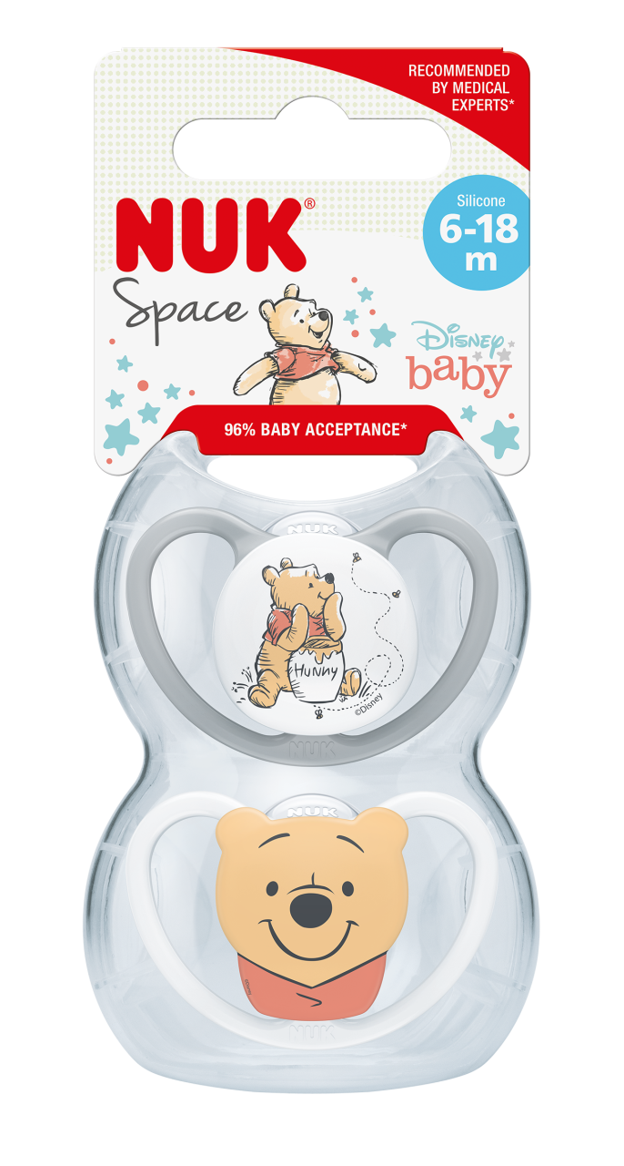 Suzeta Nuk Space Disney Winnie the Pooh Silicon 6-18 luni M2, Set 2 Bucati