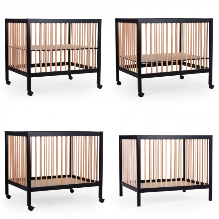 Tarc Childhome 97 cu roti 75x95 cm MDF Natural/Negru [2]
