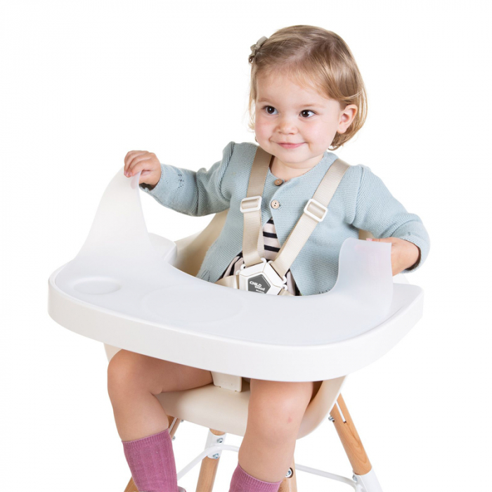 Tavita scaun de masa Childhome Evolu + Protectie din silicon, Alb [4]
